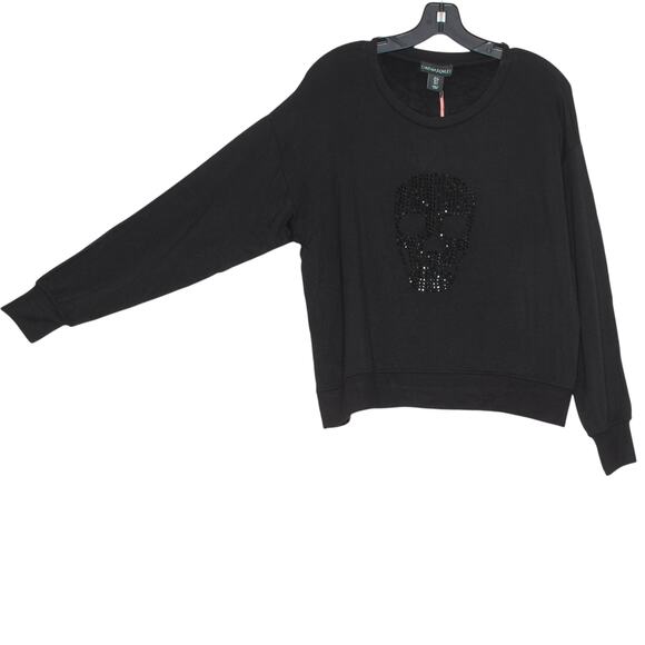 NWT Cynthia Rowley Sweatshirt Skull Goth Grunge Academia Punk Y2K Black Small - Picture 5 of 6